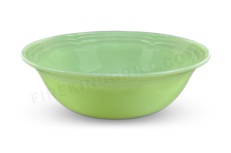 The hard to find Fire-King Jadeite Three Band Vegetable Bowl