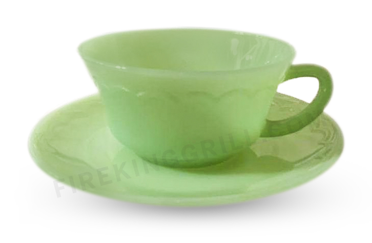 Fire-King Jadeite One Band Cup and Saucer. 