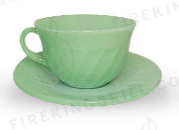 Fire-King Jadeite Swirl Cup and Saucer