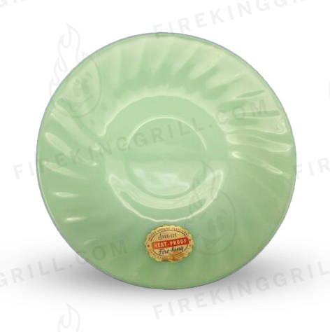 Fire-King Jadeite Swirl Saucer with original foil sticker