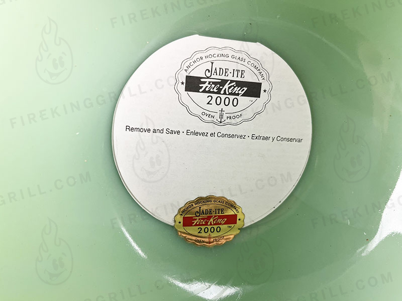Anchor Hocking Fire-King 2000 Jadeite Batter Bowl Paper Insert